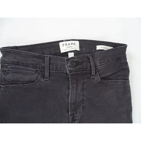 Frame Denim Le High Skinny Jeans Sz‎ 26 Asymmetrical Fringe Hems Jagged Whittier - Picture 4 of 9